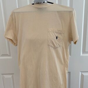 Ralph Lauren Men's Unisex Beige Pocket Tee with Embroidered Logo
